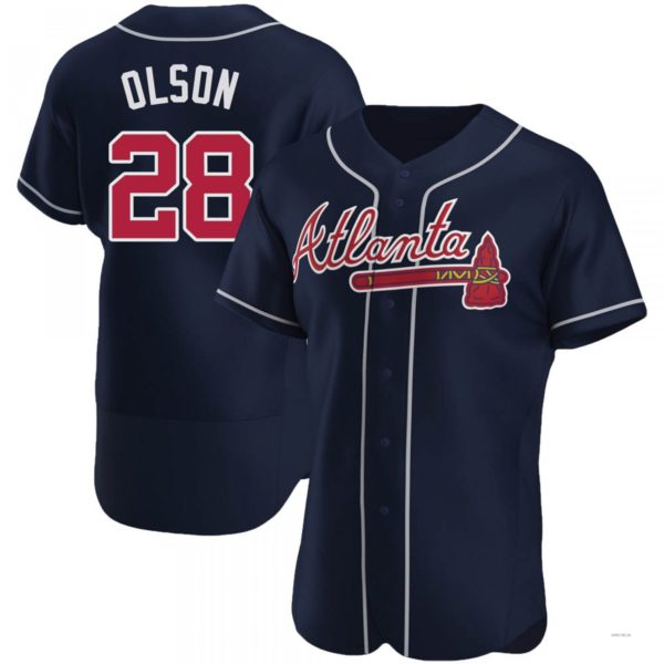 Atlanta Braves #28 Matt Olson Navy Alternate Jersey Stitches Baseball Jerseys baseball jersey product view 1