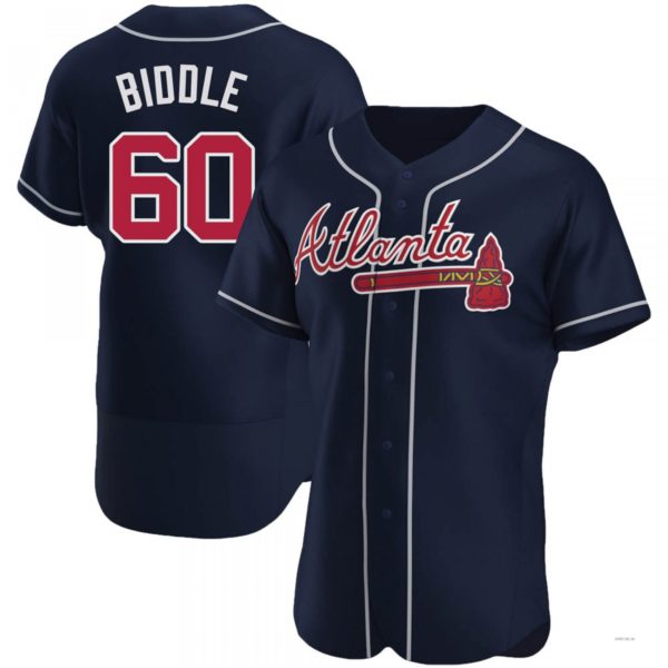 Atlanta Braves #60 Jesse Biddle Navy Alternate Jersey Stitches Baseball Jerseys baseball jersey product view 1