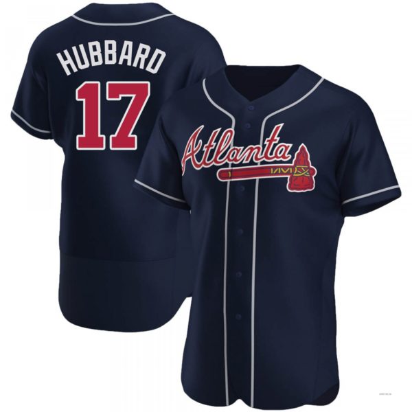 Atlanta Braves #17 Glenn Hubbard Navy Alternate Jersey Stitches Baseball Jerseys baseball jersey product view 1