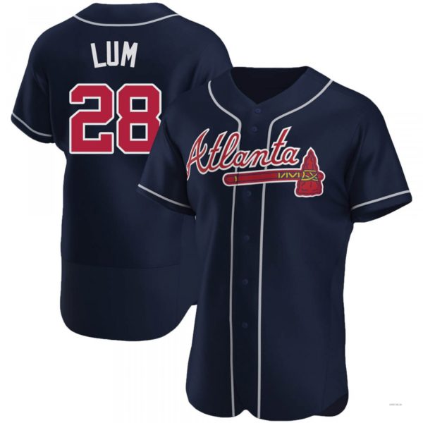 Atlanta Braves #28 Mike Lum Navy Alternate Jersey Stitches Baseball Jerseys baseball jersey product view 1