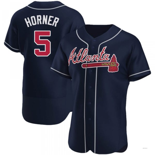 Atlanta Braves #5 Bob Horner Navy Alternate Jersey Stitches Baseball Jerseys baseball jersey product view 1