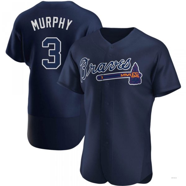 Atlanta Braves #3 Dale Murphy Navy Alternate Team Name Jersey Stitches Baseball Jerseys baseball jersey product view 1