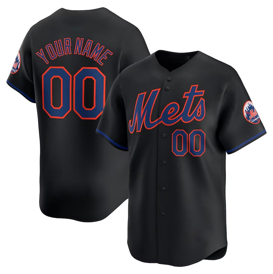 New York Mets Black Alternate Limited Custom Jersey Baseball Jerseys baseball jersey product view 1