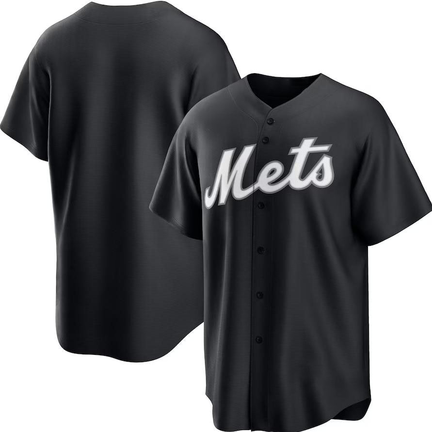New York Mets Black Stitches Team Fashion Jersey Baseball Jerseys baseball jersey product view 1