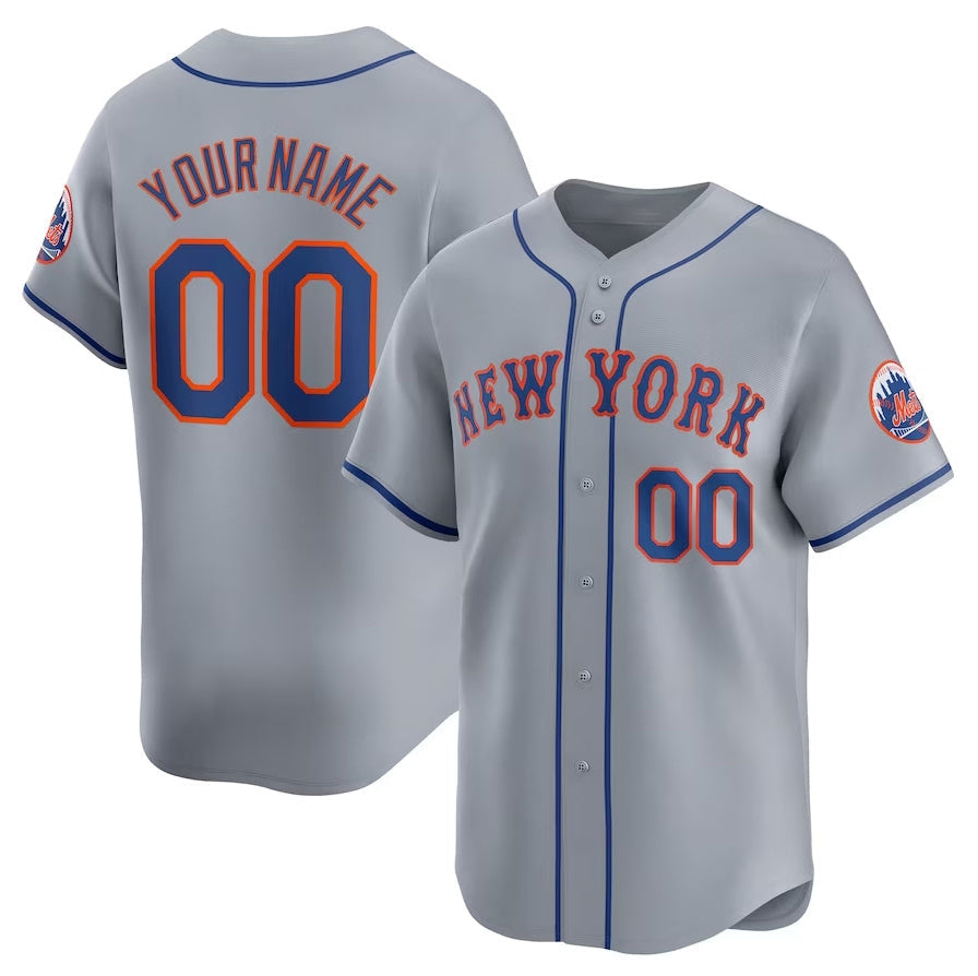 New York Mets Gray Away Limited Custom Jersey Baseball Jerseys baseball jersey product view 1