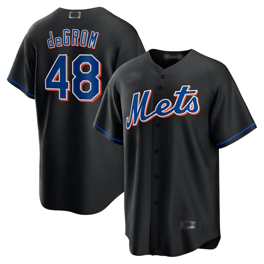 New York Mets #48 Jacob deGrom Black 2022 Alternate Replica Player Jersey Baseball Jerseys baseball jersey product view 1