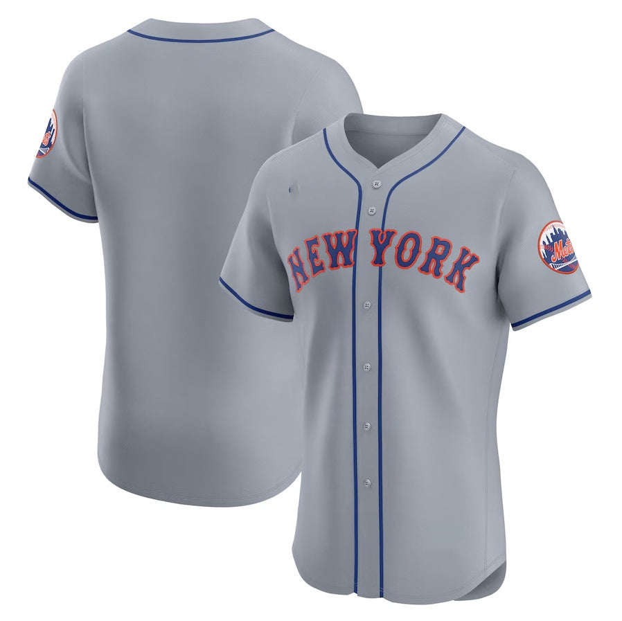 New York Mets Road Vapor Premier Elite Patch Jersey - Gray Stitched Baseball Jersey baseball jersey product view 1
