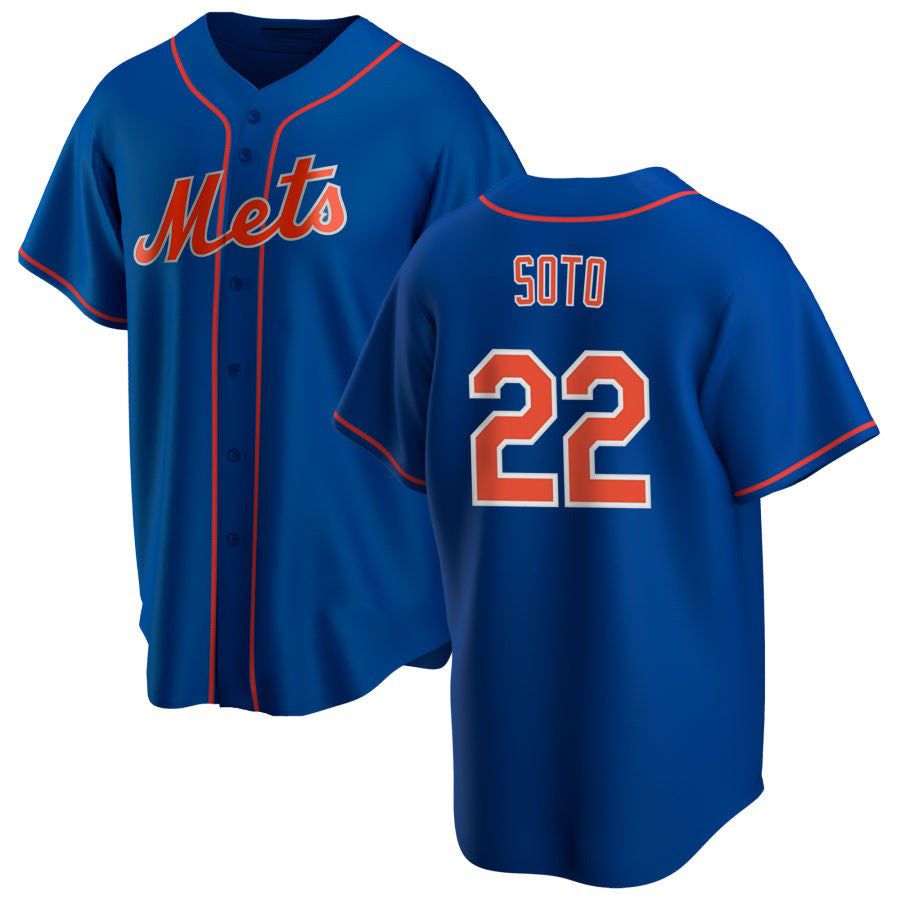 New York Mets #22 Juan Soto Home Replica Player Jersey - Royal Stitched Baseball Jersey baseball jersey product view 1