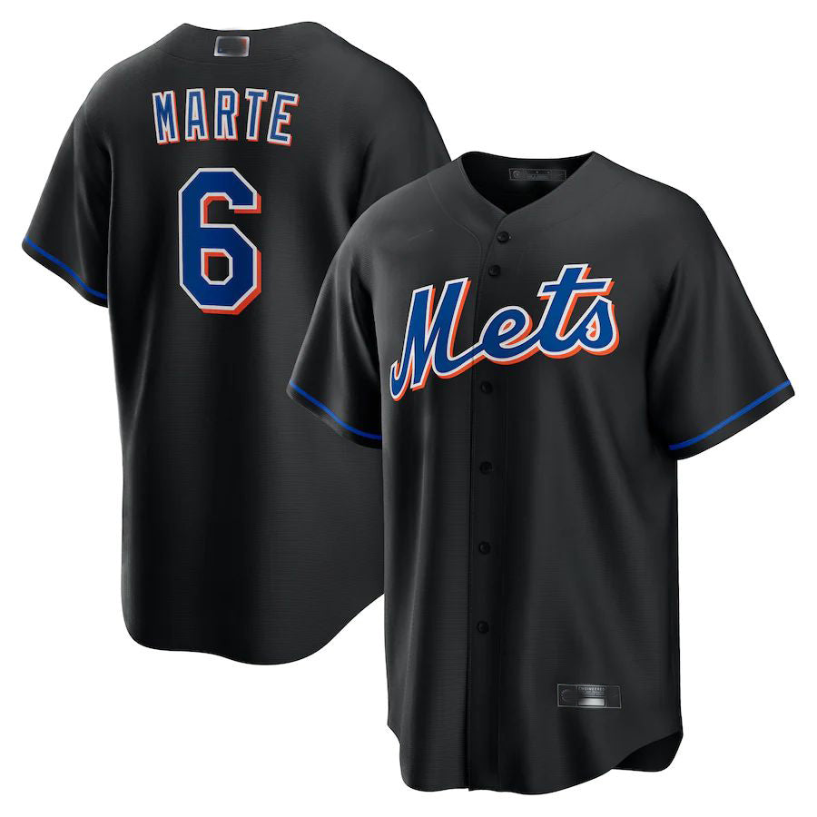 New York Mets #6 Starling Marte Black Alternate Replica Player Jersey Baseball Jerseys baseball jersey product view 1