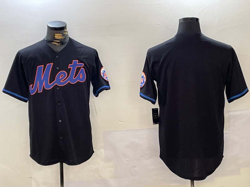 New York Mets Team Big Logo Graphite 2024 City Connect Limited Stitched Baseball Jersey baseball jersey product view 1