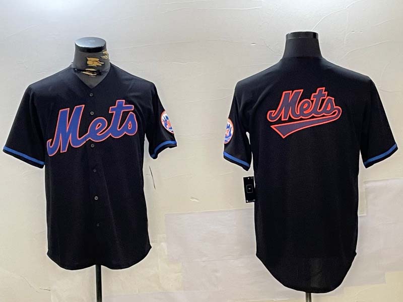 New York Mets Team Big Logo Graphite 2024 City Connect Limited Stitched Baseball Jerseys baseball jersey product view 1