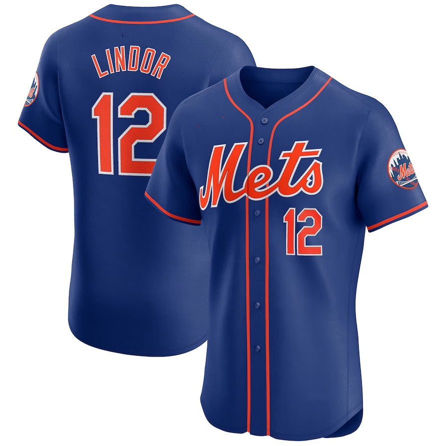 New York Mets #12 Francisco Lindor Alternate Elite Player Jersey - Royal Stitched Baseball Jersey baseball jersey product view 1
