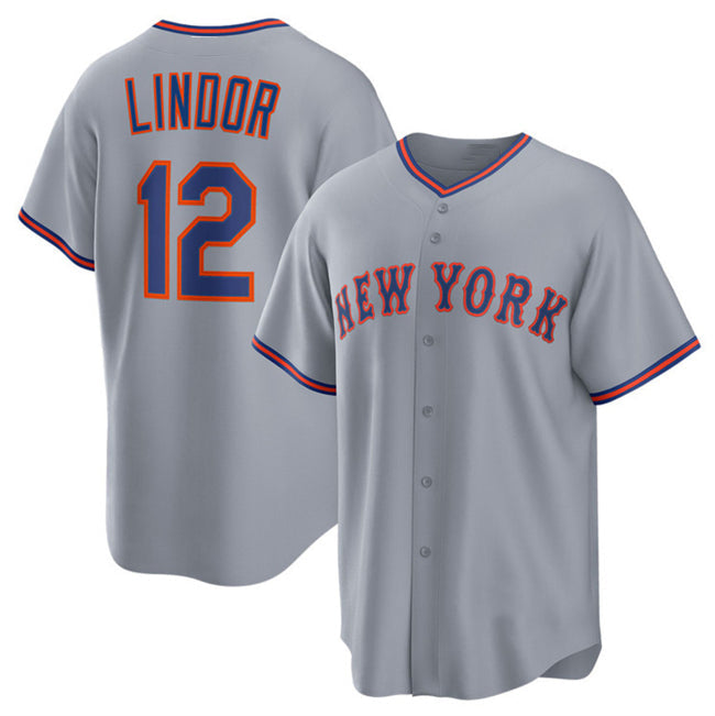 New York Mets #12 Francisco Lindor Gray 2025 Limited Stitched Baseball Jersey baseball jersey product view 1