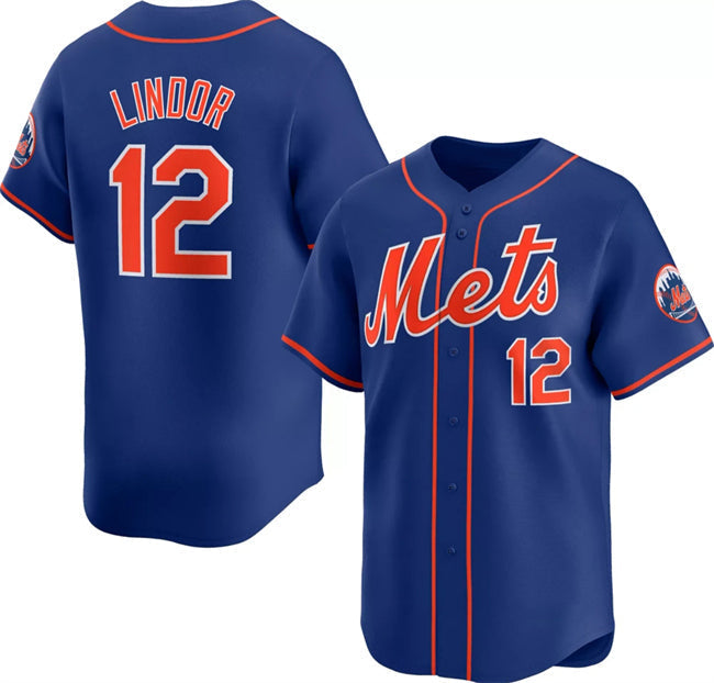 New York Mets #12 Francisco Lindor Royal 2024 Alternate Limited Stitched Baseball Jersey baseball jersey product view 1