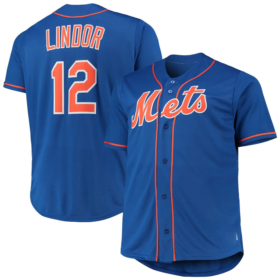 New York Mets #12 Francisco Lindor Royal Big & Tall Replica Player Jersey Stitched Baseball Jersey baseball jersey product view 1