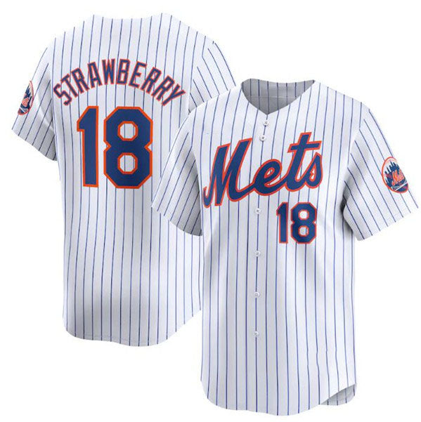 New York Mets #18 Darryl Strawberry White 2024 Home Limited Stitched Baseball Jersey baseball jersey product view 1