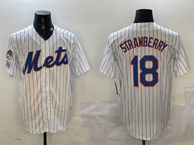 New York Mets #18 Darryl Strawberry White 2025 Spring Training Cool Base Stitched Baseball Jersey baseball jersey product view 1