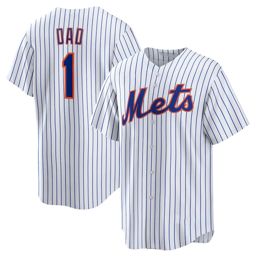 New York Mets #1 Dad Home Replica Jersey - White Stitched Baseball Jersey baseball jersey product view 1