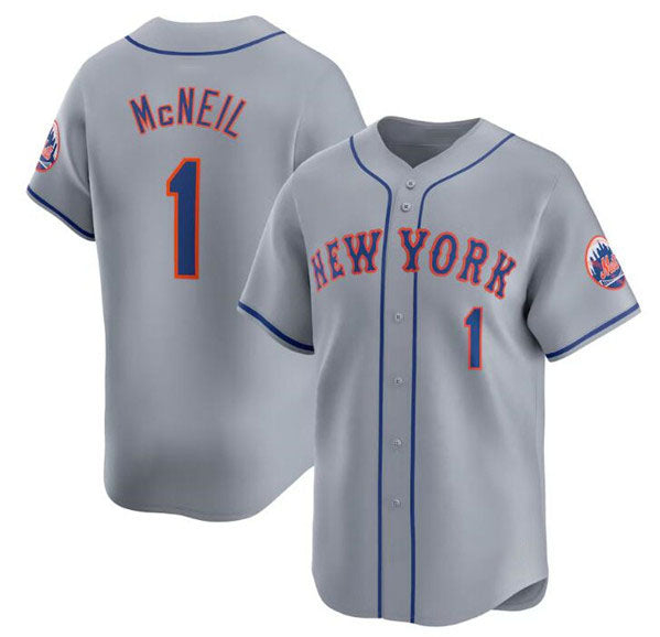 New York Mets #1 Jeff McNeil 2024 Gray Away Limited Stitched Baseball Jersey baseball jersey product view 1