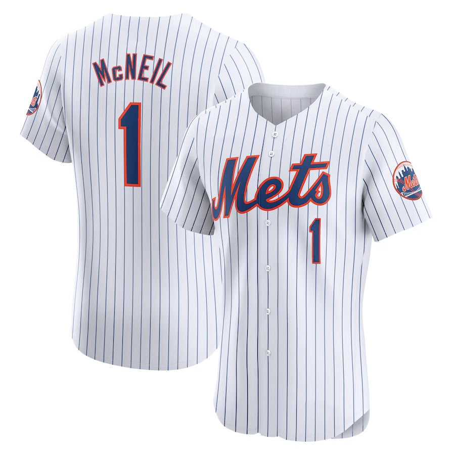 New York Mets #1 Jeff McNeil Home Elite Player Jersey - White Stitched Baseball Jersey baseball jersey product view 1