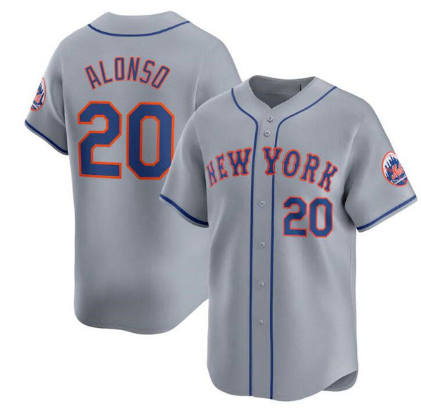 New York Mets #20 Pete Alonso 2024 Gray Away Limited Stitched Baseball Jersey baseball jersey product view 1