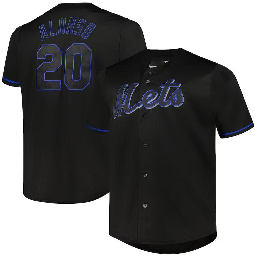 New York Mets #20 Pete Alonso Black Big & Tall Pop Fashion Jersey Baseball Jerseys baseball jersey product view 1