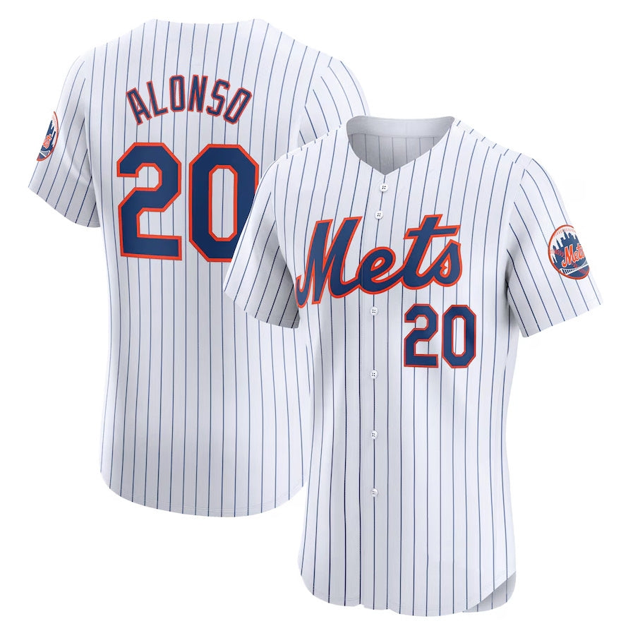 New York Mets #20 Pete Alonso Home Elite Jersey - White Stitched Baseball Jersey baseball jersey product view 1