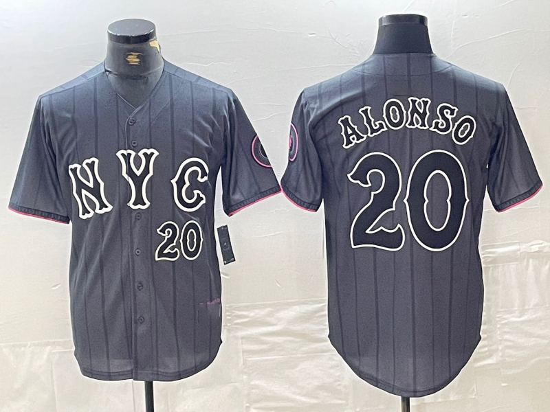 New York Mets #20 Pete Alonso Number Grey 2024 City Connect Cool Base Stitched Baseball Jersey baseball jersey product view 1