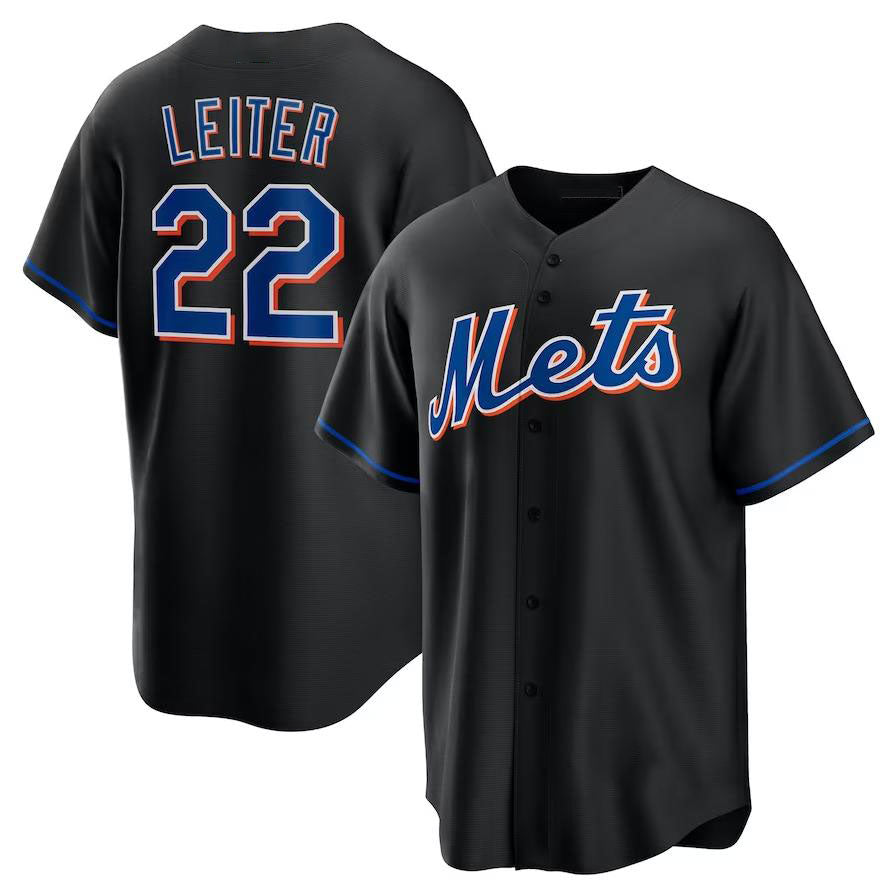 New York Mets #22 Al Leiter Black 2022 Alternate Replica Player Jersey Baseball Jerseys baseball jersey product view 1
