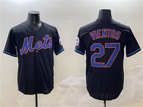 New York Mets #27 Mark Vientos Black Cool Base Stitched Baseball Jersey baseball jersey product view 1
