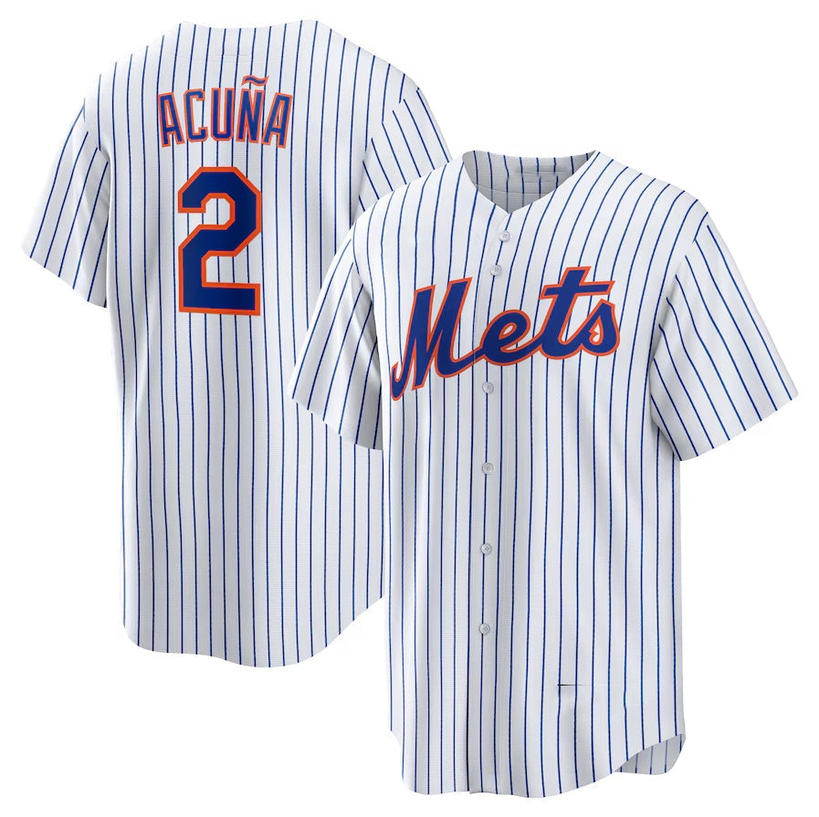 New York Mets #2 Luisangel Acu?a Home Replica Player Jersey - White Stitched Baseball Jersey baseball jersey product view 1