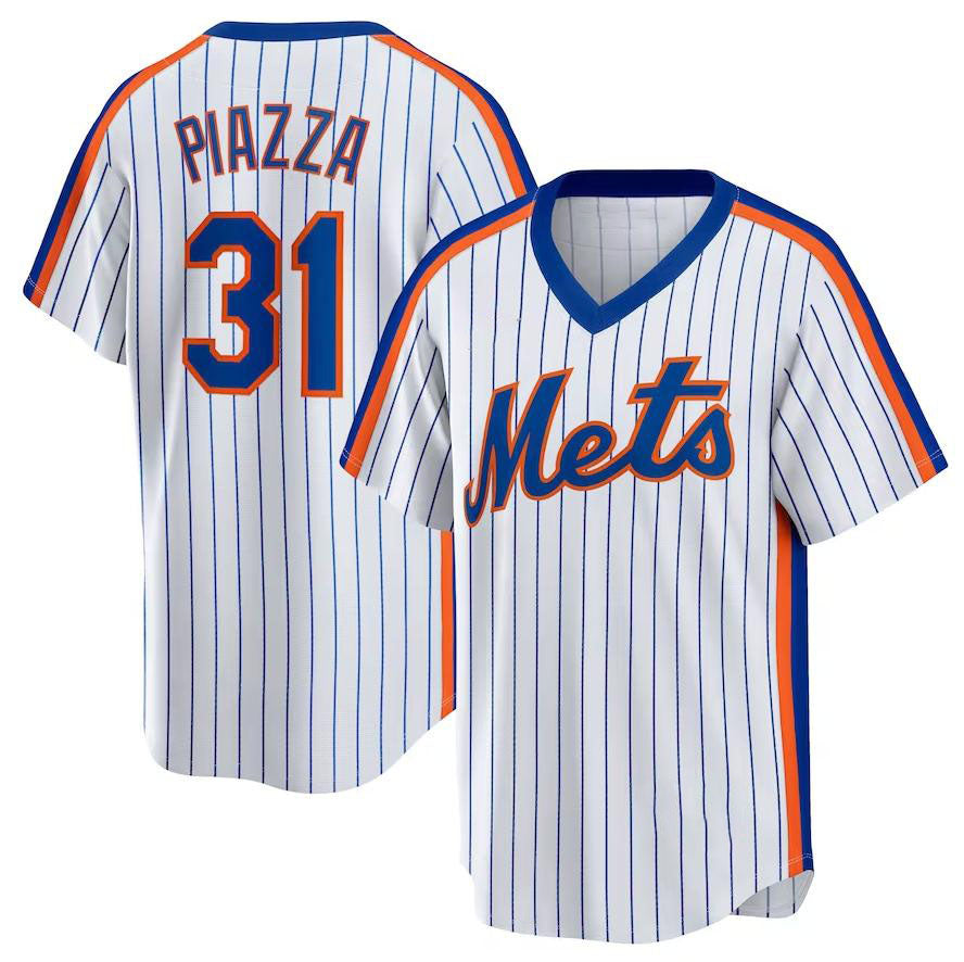 New York Mets #31 Mike Piazza White Home Cooperstown Collection Player Jersey Baseball Jerseys baseball jersey product view 1