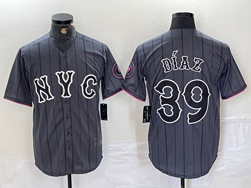 New York Mets #39 Edwin Diaz Gray 2024 City Connect Cool Base Baseball Jersey baseball jersey product view 1
