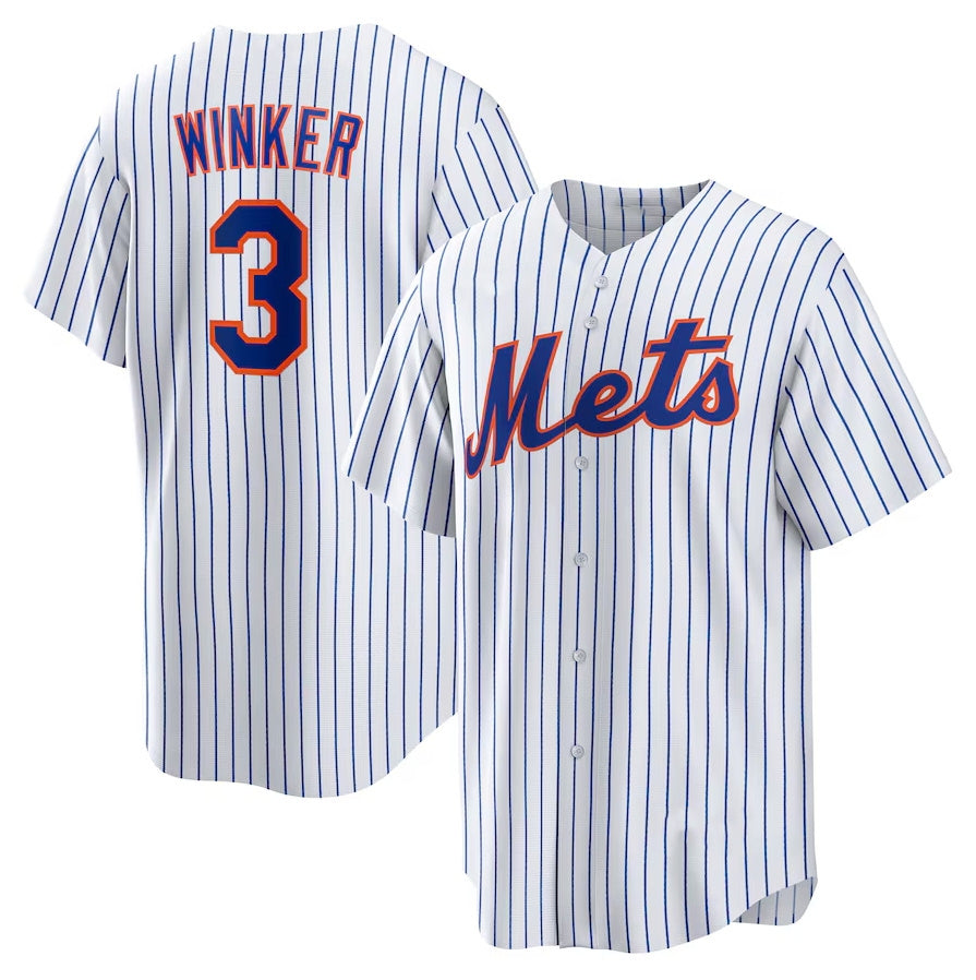 New York Mets #3 Jesse Winker Home Replica Jersey - White Stitched Baseball Jersey baseball jersey product view 1
