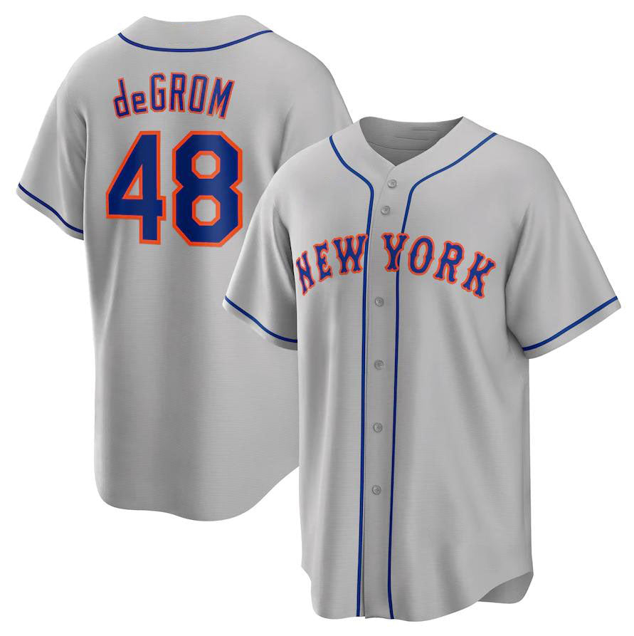 New York Mets #48 Jacob deGrom Gray Road Replica Player Name Jersey Baseball Jerseys baseball jersey product view 1
