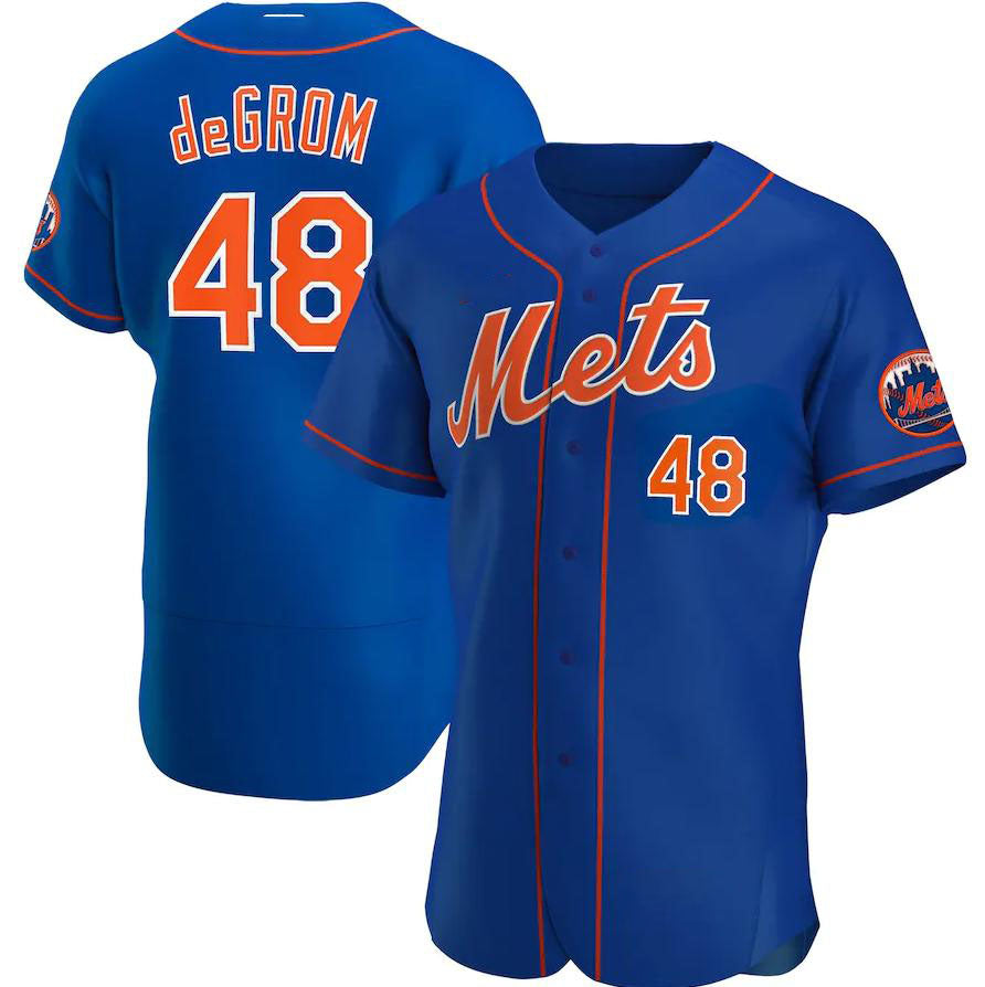 New York Mets #48 Jacob deGrom Royal Alternate Authentic Player Jersey Baseball Jerseys baseball jersey product view 1