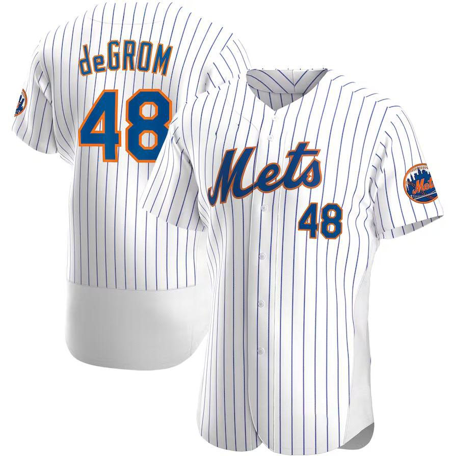 New York Mets #48 Jacob deGrom White Home Authentic Player Jersey Baseball Jerseys baseball jersey product view 1
