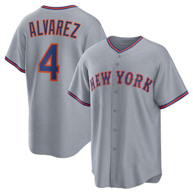New York Mets #4 Francisco Alvarez Gray 2025 Limited Stitched Baseball Jersey baseball jersey product view 1