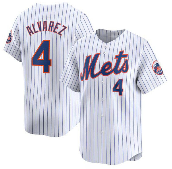 New York Mets #4 Francisco Alvarez White 2024 Home Limited Stitched Baseball Jersey baseball jersey product view 1