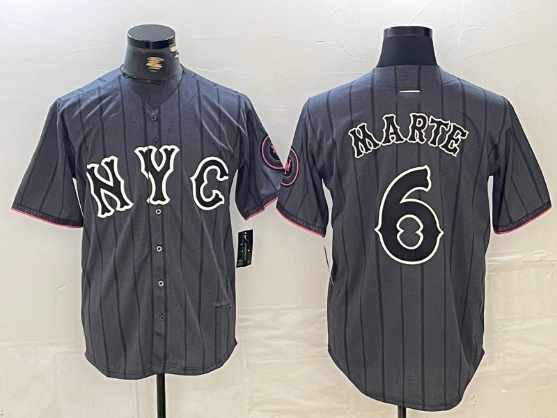 New York Mets #6 Starling Marte Gray 2024 City Connect Cool Base Stitched Baseball Jersey baseball jersey product view 1