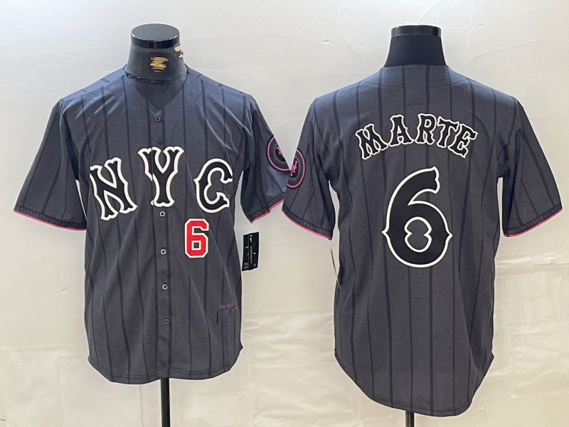 New York Mets #6 Starling Marte Gray 2024 City Connect Cool Base Stitched Baseball Jersey baseball jersey product view 1