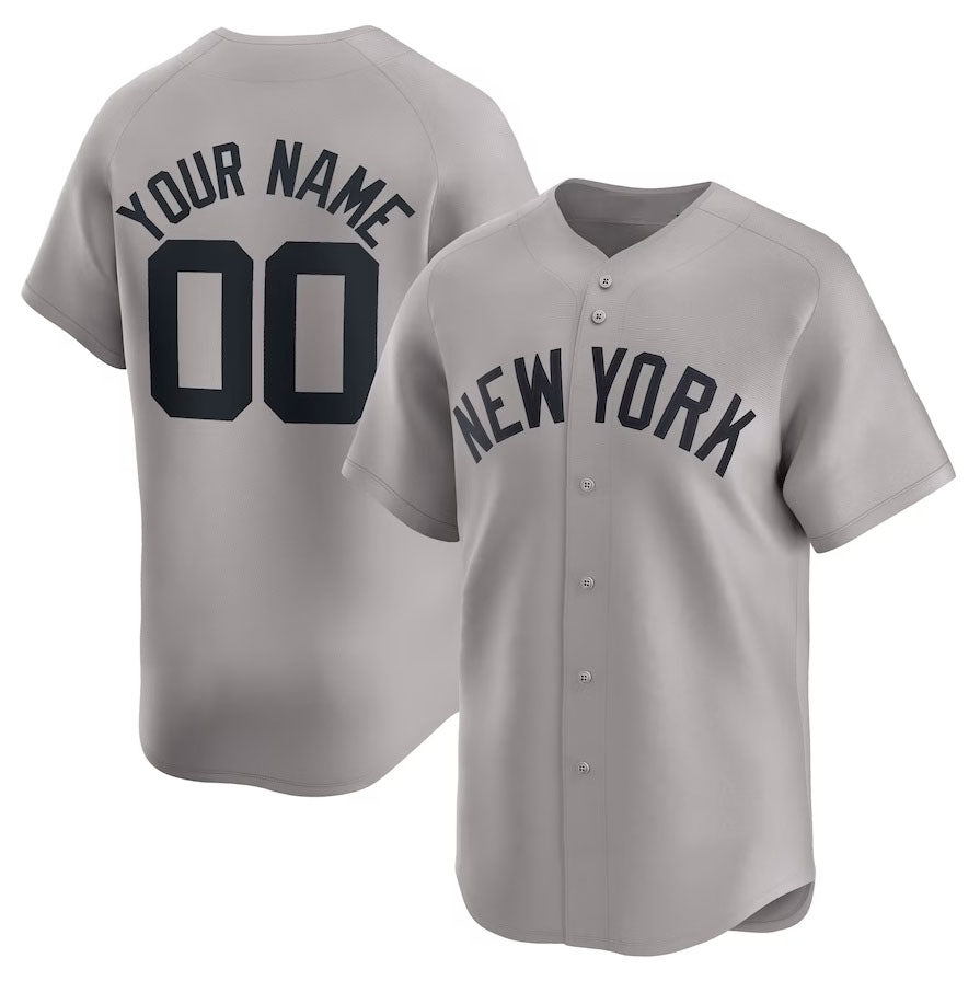 New York Yankees Away Limited Custom Jersey - Gray Stitches Baseball Jerseys baseball jersey product view 1