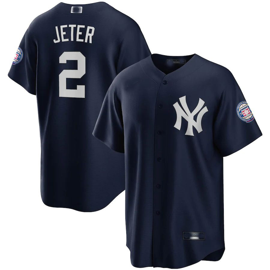 New York Yankees #2 Derek Jeter Navy 2020 Hall of Fame Induction Alternate Replica Player Name Jersey Baseball Jerseys baseball jersey product view 1