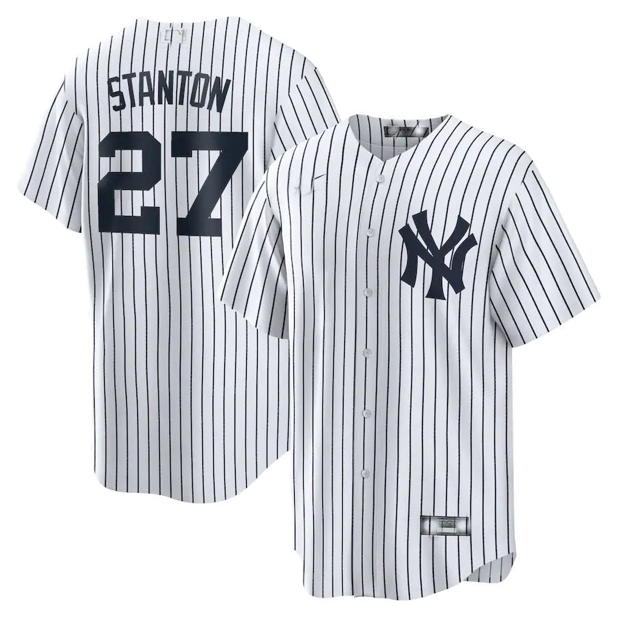 New York Yankees #27 Giancarlo Stanton White Home Replica Player Name Jersey Baseball Jerseys baseball jersey product view 1