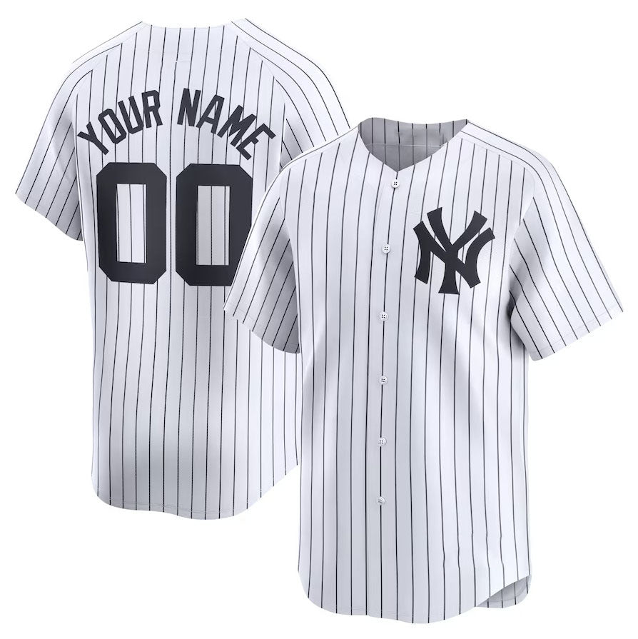 New York Yankees Home Limited Custom Jersey - White Stitches Baseball Jerseys baseball jersey product view 1