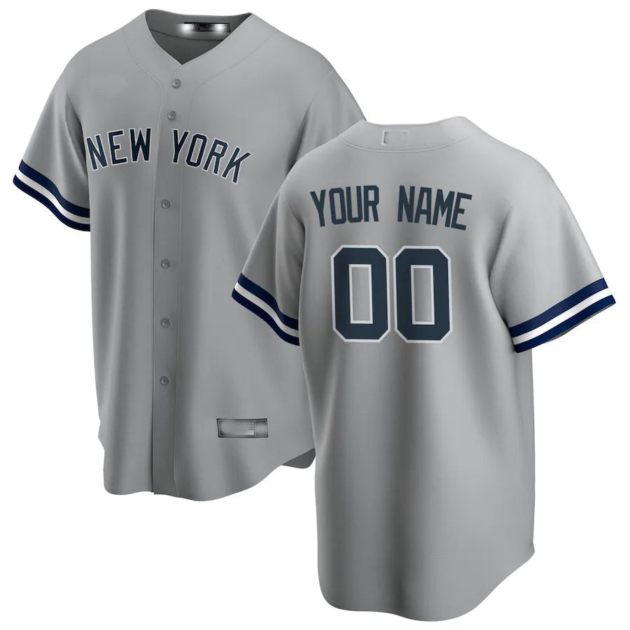 Custom New York Yankees Gray Road Replica Custom Jersey Baseball Jerseys baseball jersey product view 1