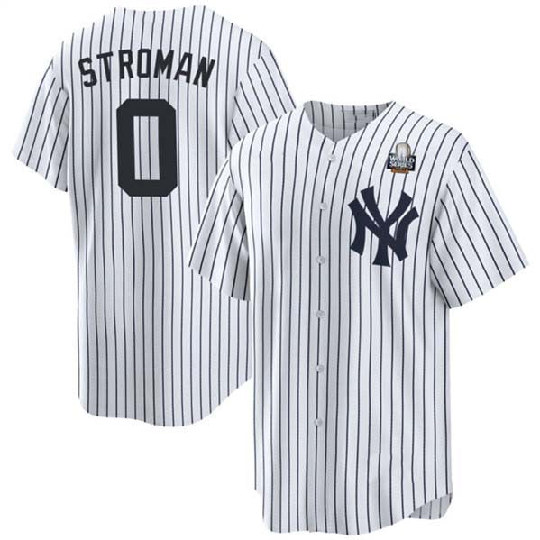 New York Yankees #0 Marcus Stroman White 2024 World Series With Name Cool Base Stitched Baseball Jersey baseball jersey product view 1