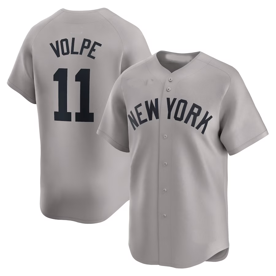 New York Yankees #11 Anthony Volpe Gray 2024 Away Limited Cool Base Stitched Baseball Jersey baseball jersey product view 1
