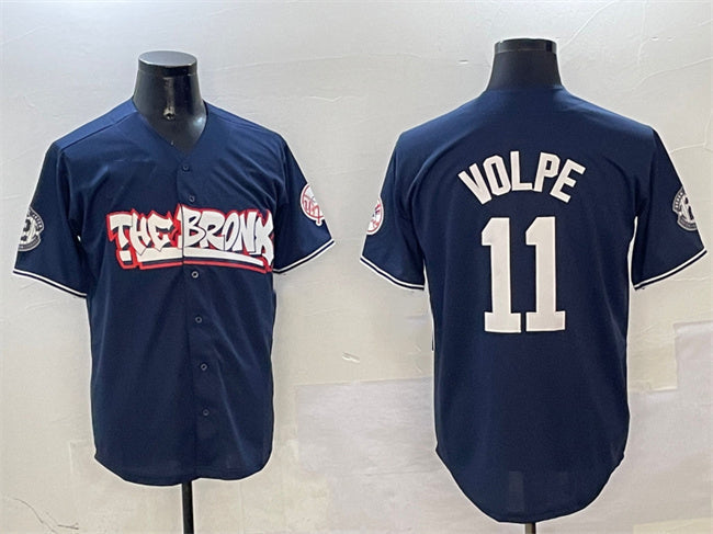 New York Yankees #11 Anthony Volpe Navy Bronx Graffiti Vapor Limited Stitched Baseball Jersey baseball jersey product view 1
