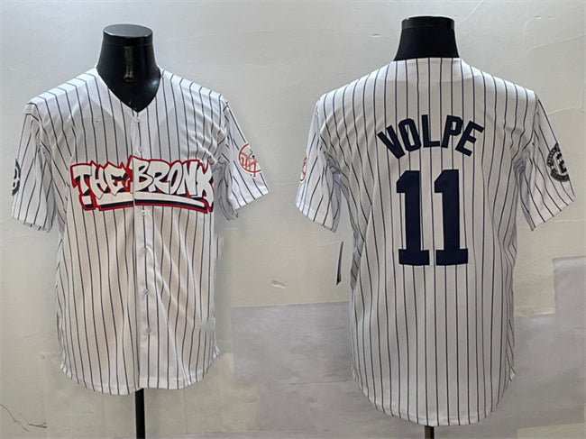 New York Yankees #11 Anthony Volpe White Bronx Graffiti Vapor Limited Stitched Baseball Jersey baseball jersey product view 1